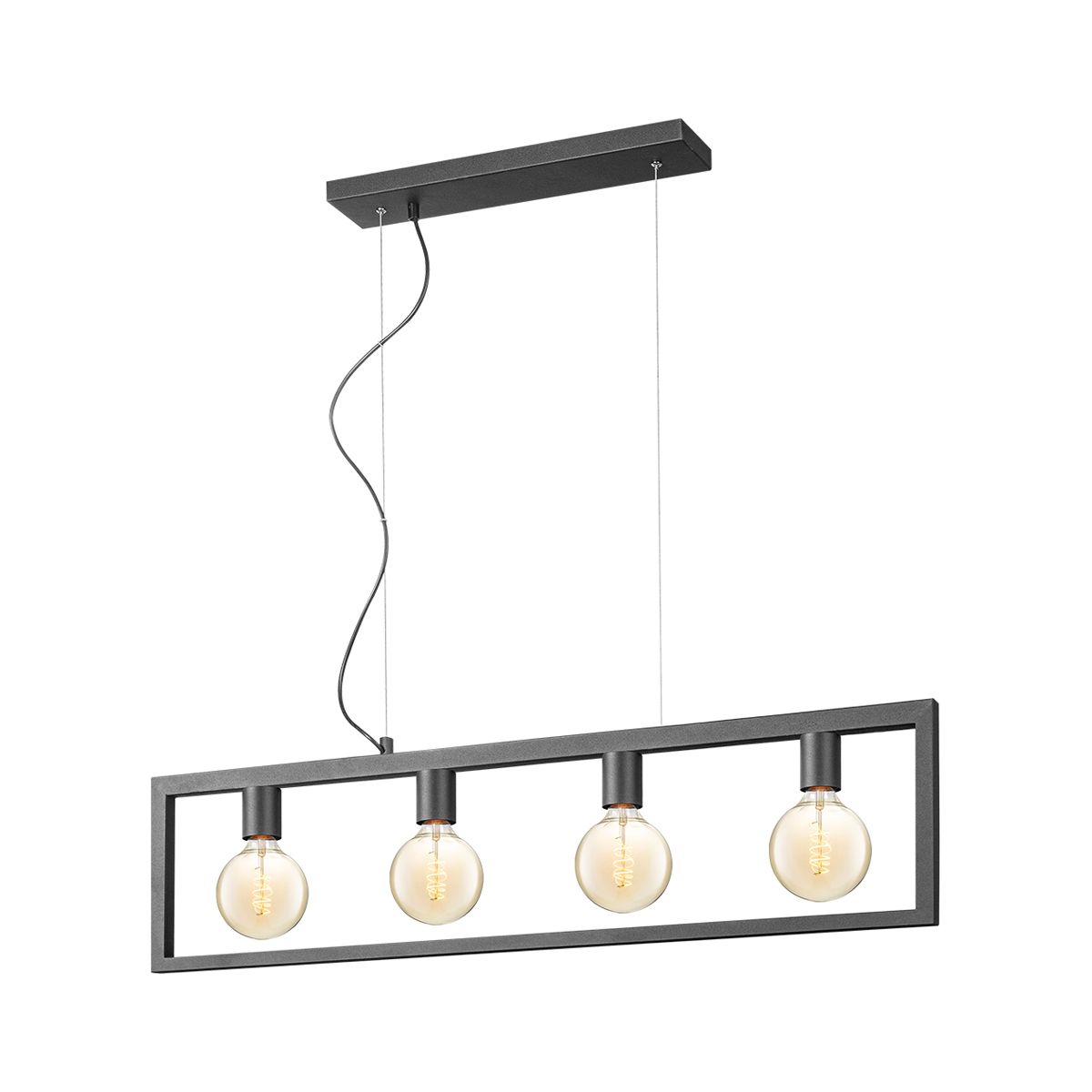 Light depot - hanglamp Fito 4L rechthoek vlak - zwart - Outlet