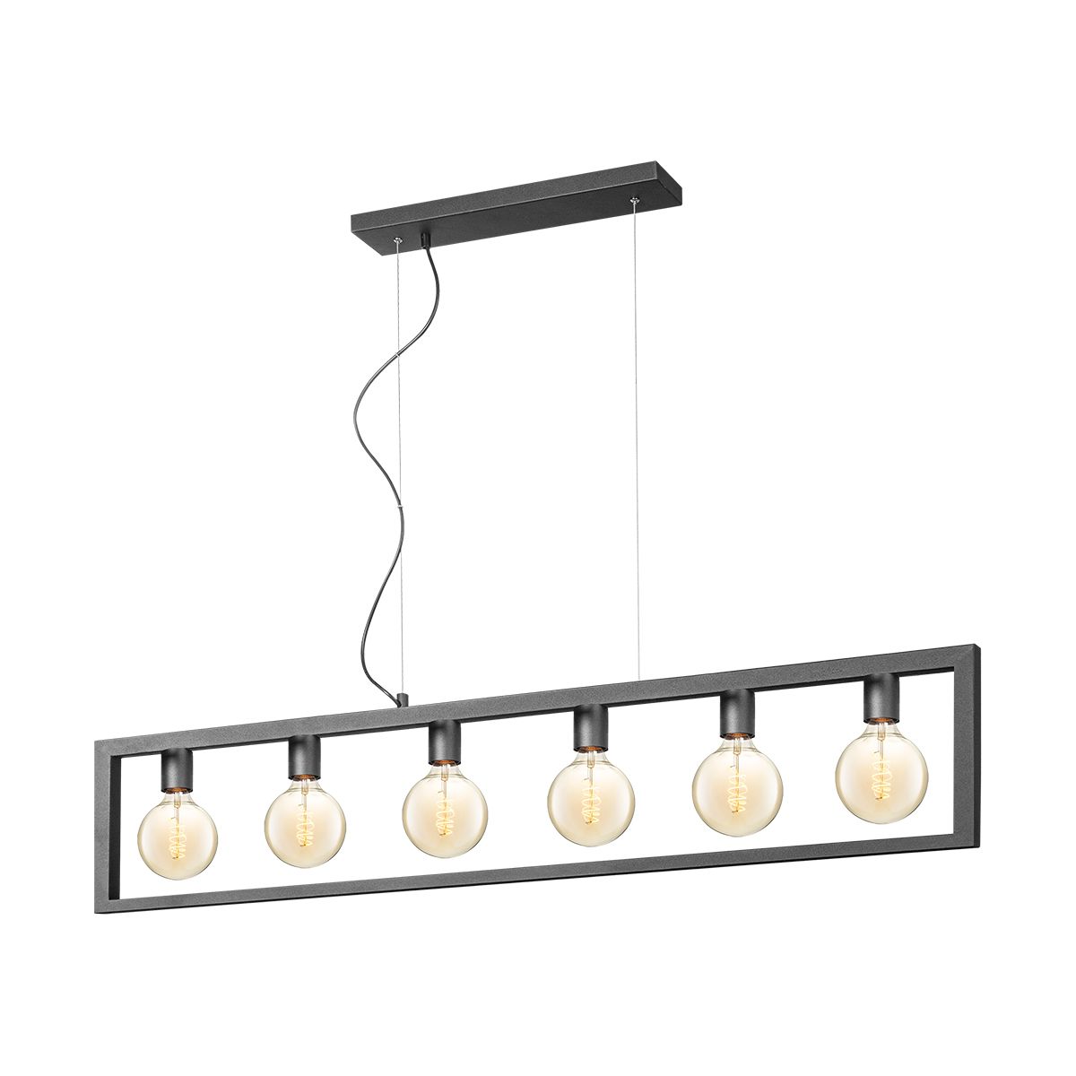 Light depot - hanglamp Fito 6L rechthoek vlak - zwart - Outlet
