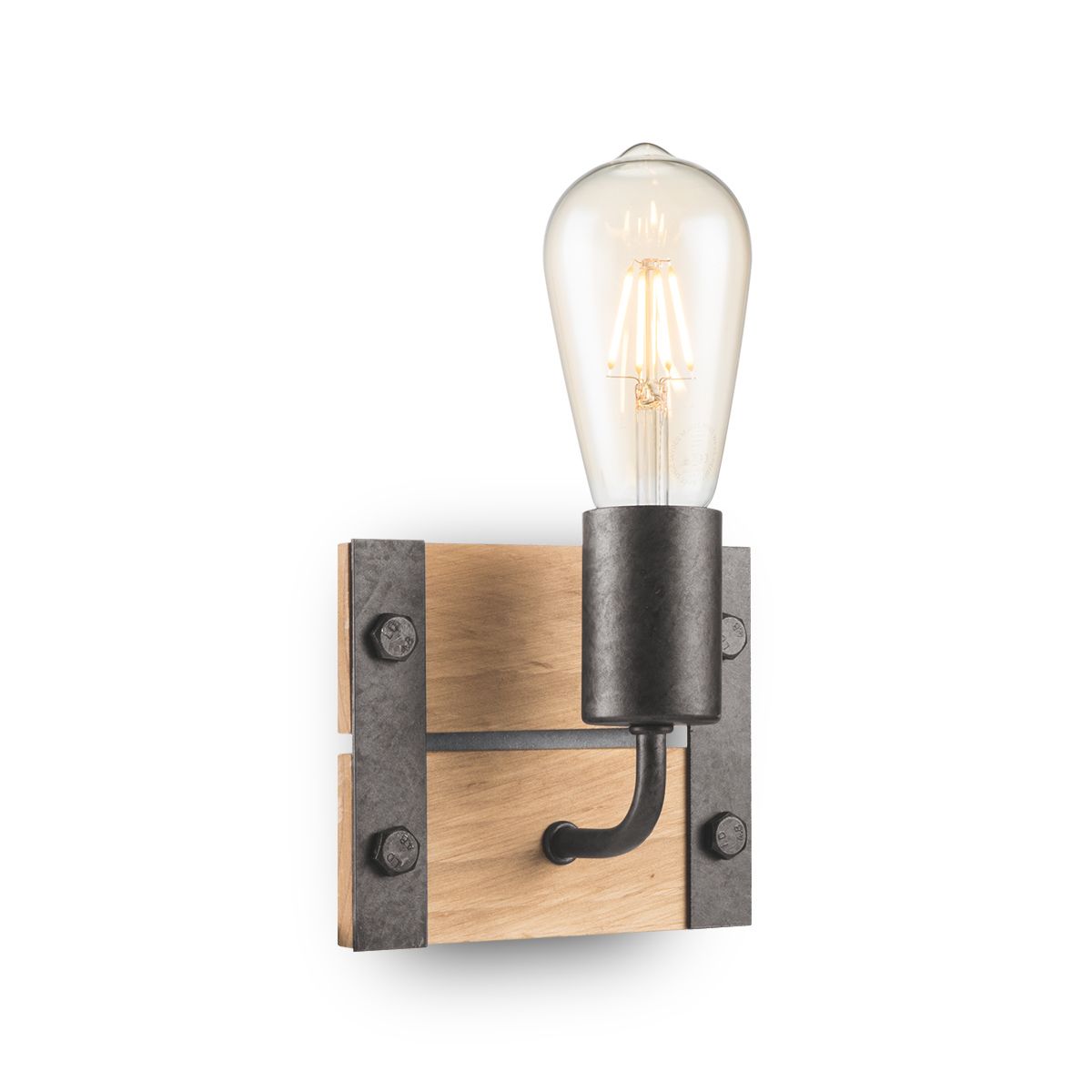 Light depot - wandlamp denton 1L - hout/burned metal - Outlet